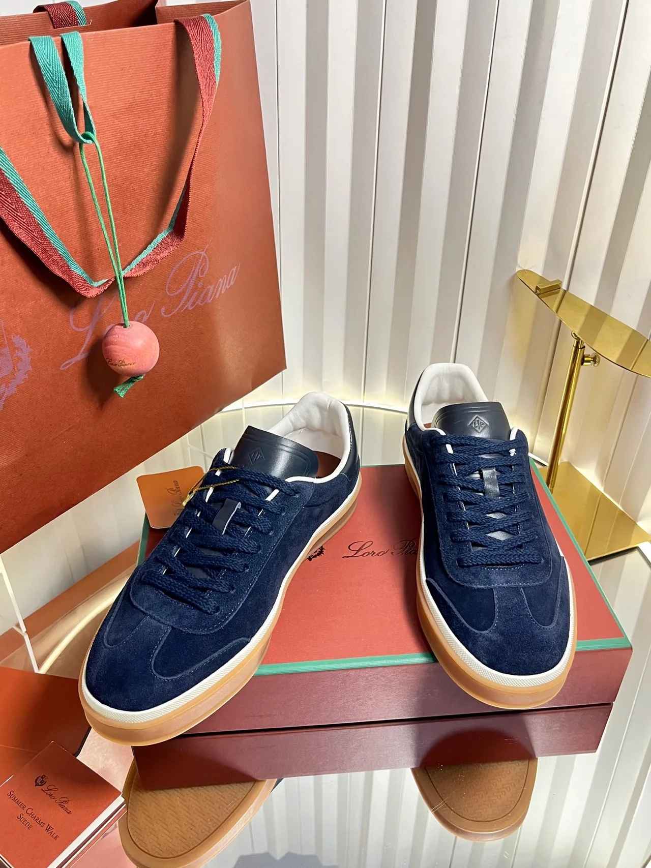 Loro Piana Cashmere Sneakers in Blue · view 3
