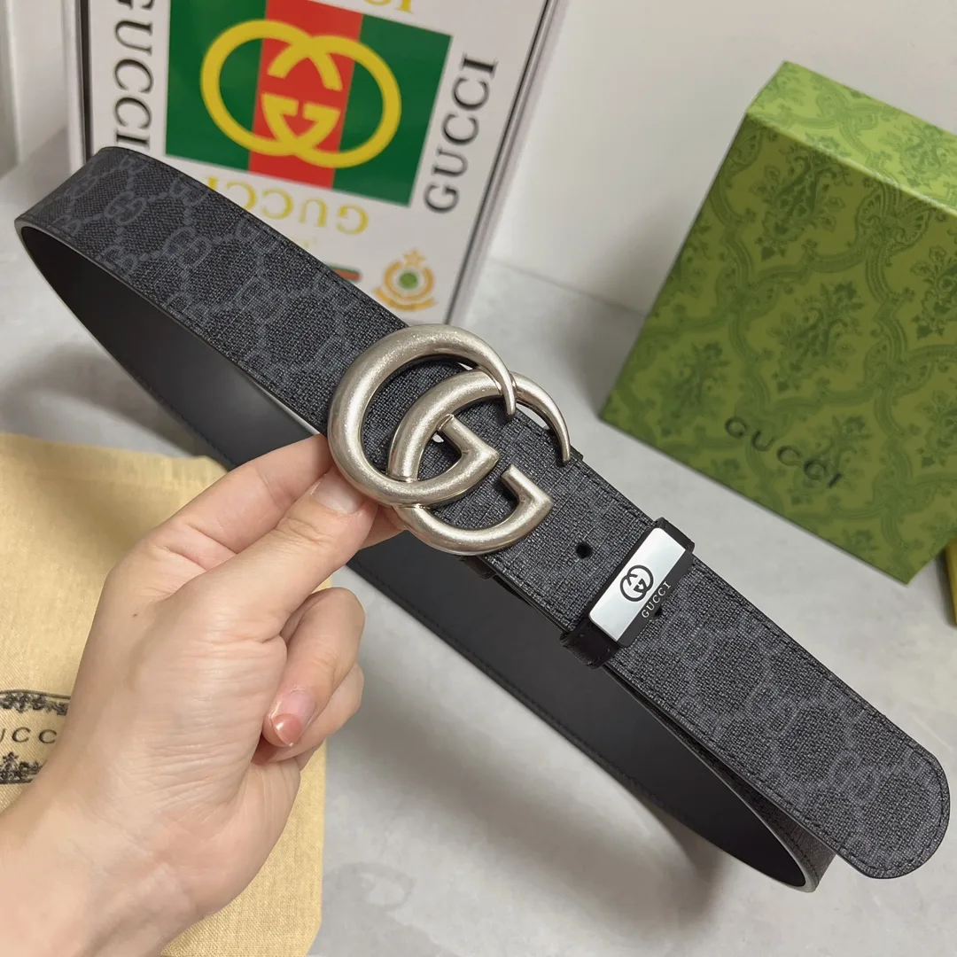 Gucci Cowhide Glossy Belt in Grey · view 5