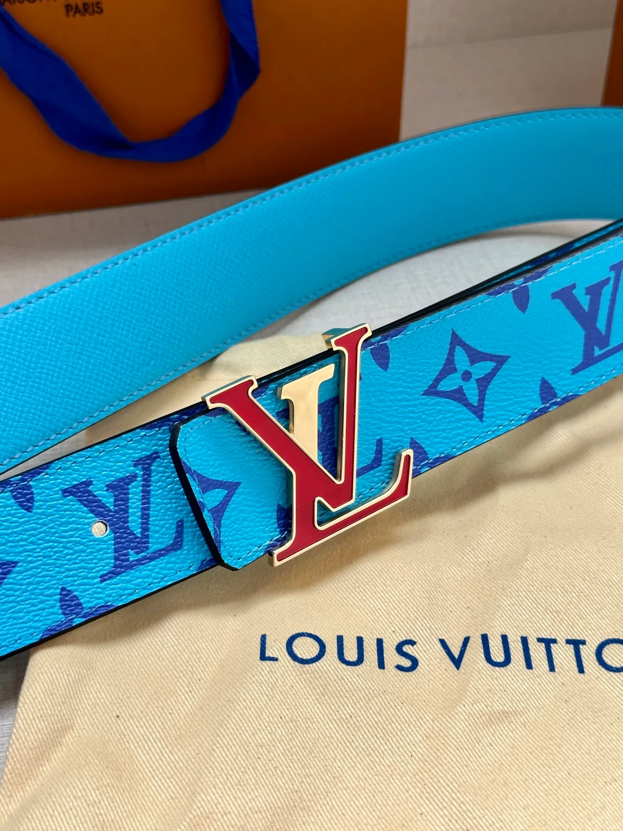 Louis Vuitton Canvas Glossy Belt in Blue · view 3