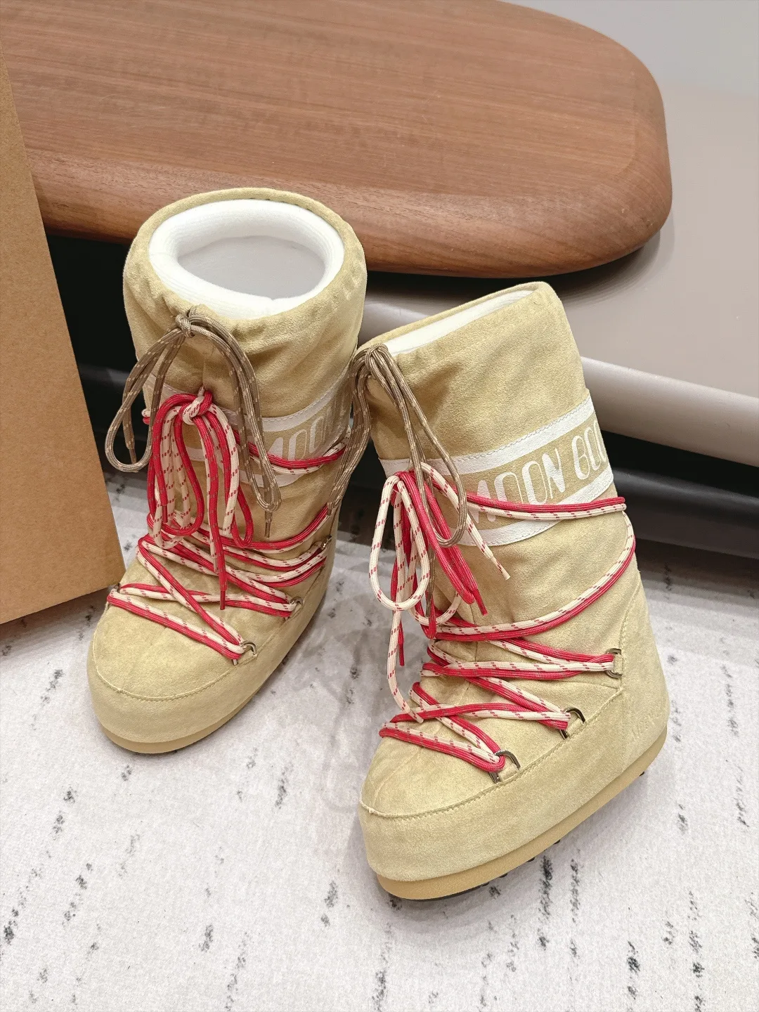 Moon Boot Round-Toe Snow Boots in Beige · view 3