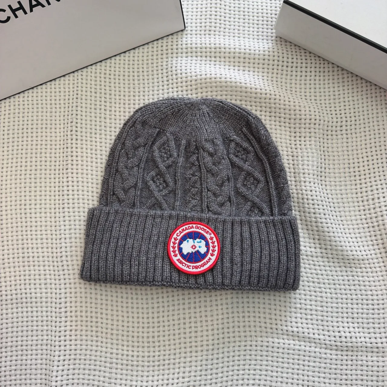 Canada Goose Beanie in Burgundy & Tan & Grey & White & Black · view 3