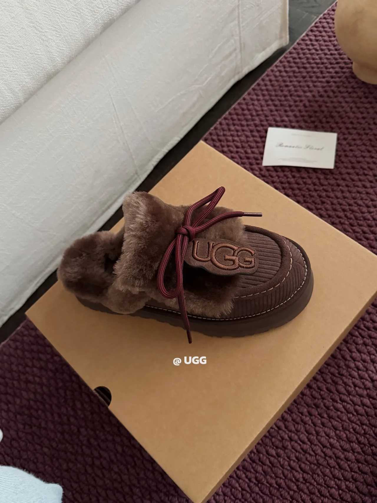 UGG Denim Bow Slippers in Brown · view 5