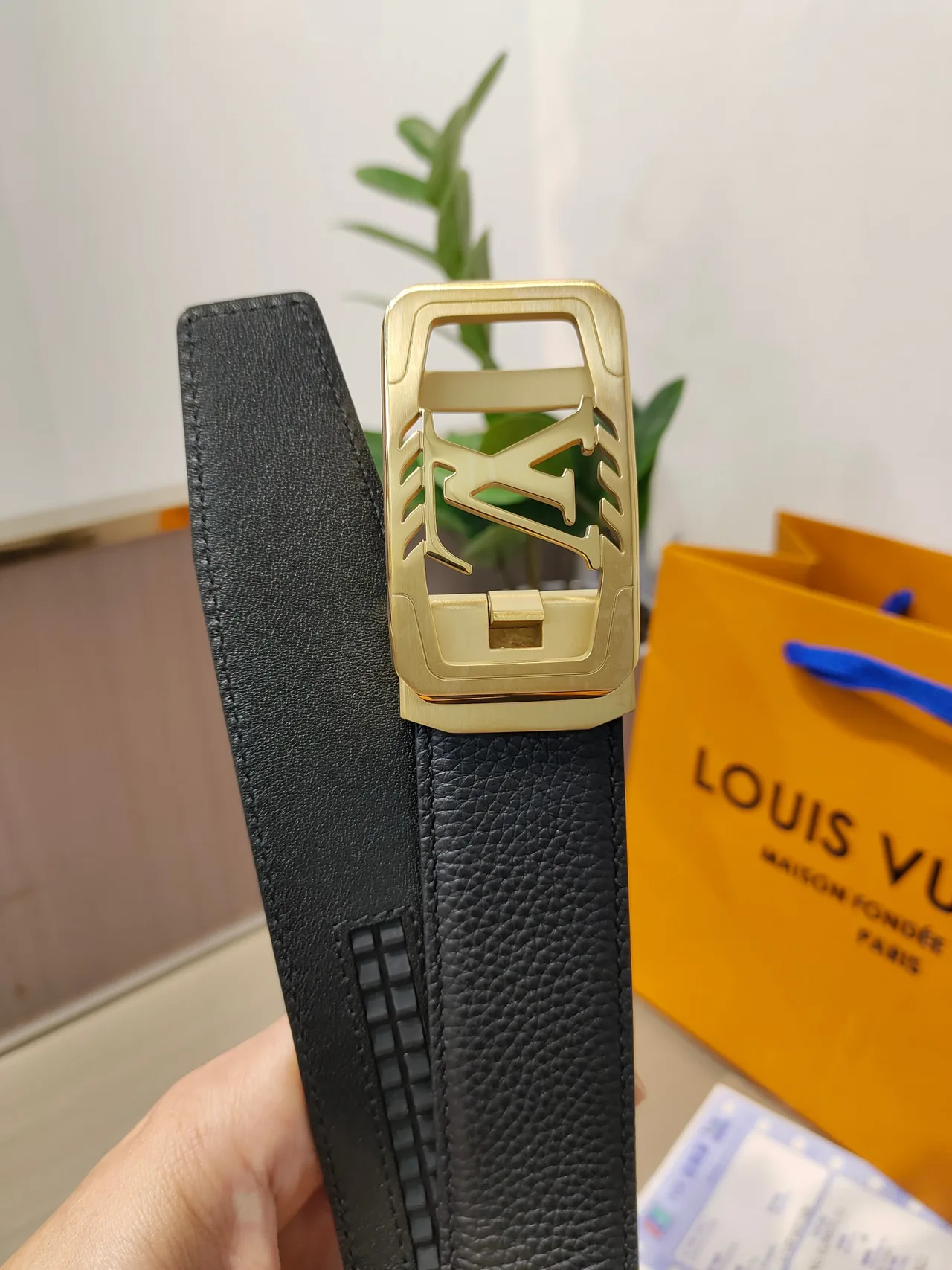 Louis Vuitton Calfskin Glossy Belt in Black · view 6