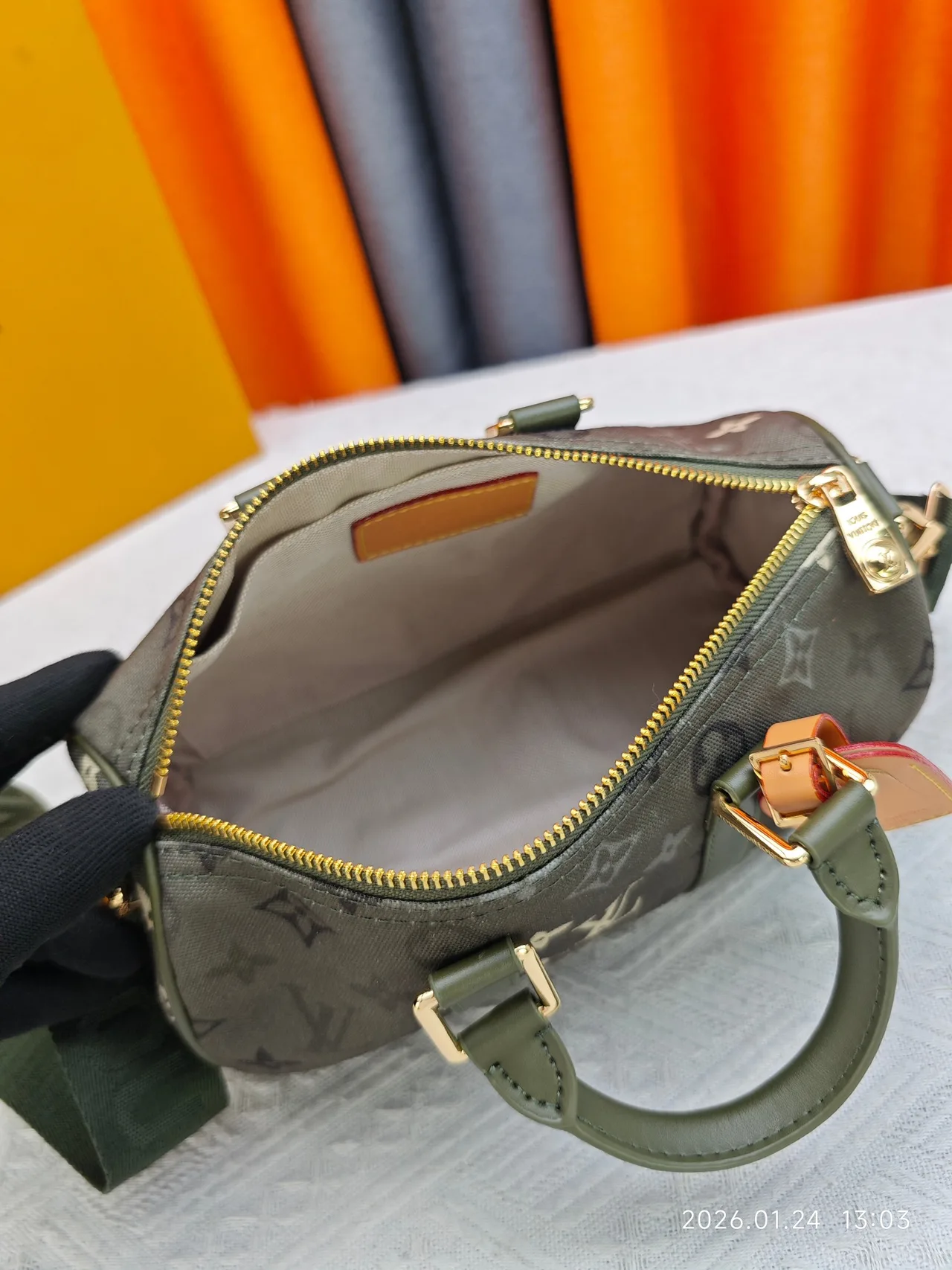 Louis Vuitton Canvas Top-Handle Bag in Green · view 8