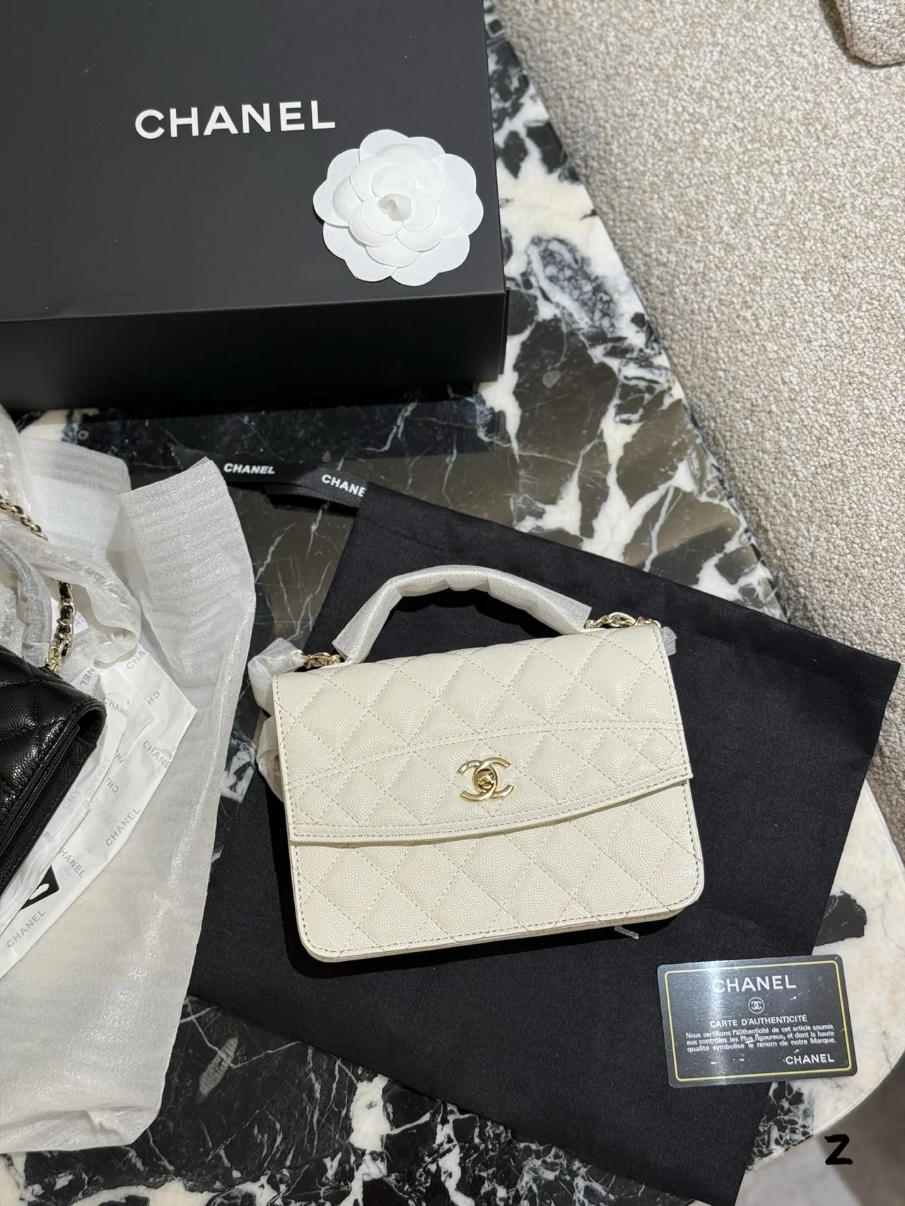 Chanel Small Flap Shoulder Bag in Black & White · view 3