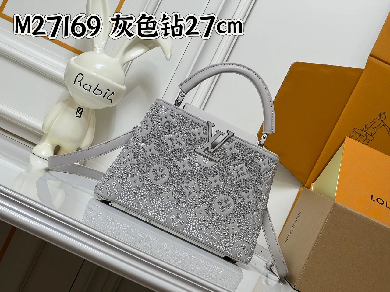 Louis Vuitton Cowhide Glossy Capucines Bag in Grey · view 1