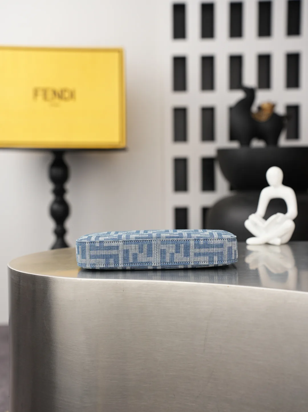 Fendi Baguette Denim Clutch in Blue · view 4