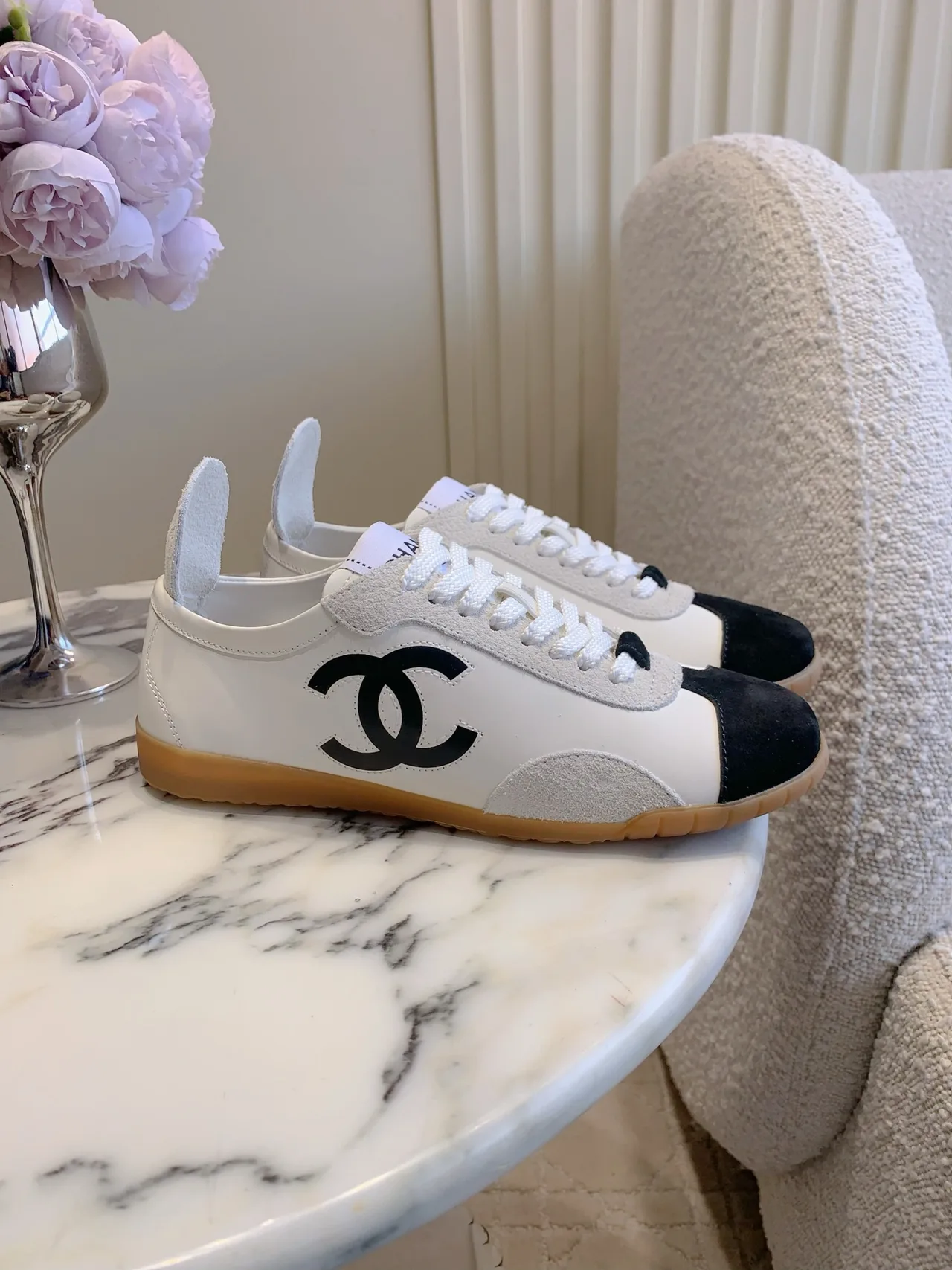 Chanel Calfskin Sneakers in White · view 1