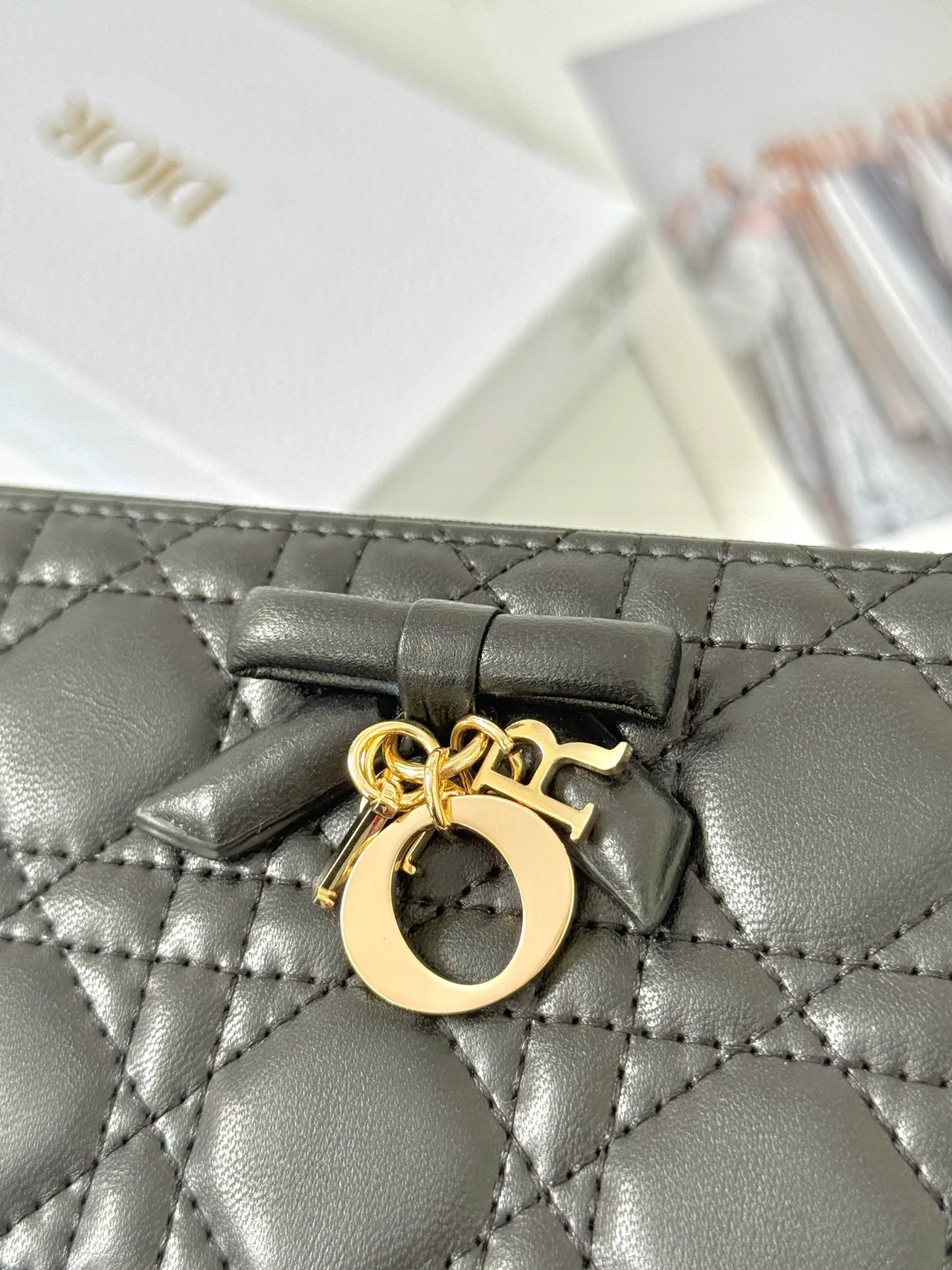 Dior Lambskin Quilted Wallet in Black · view 3