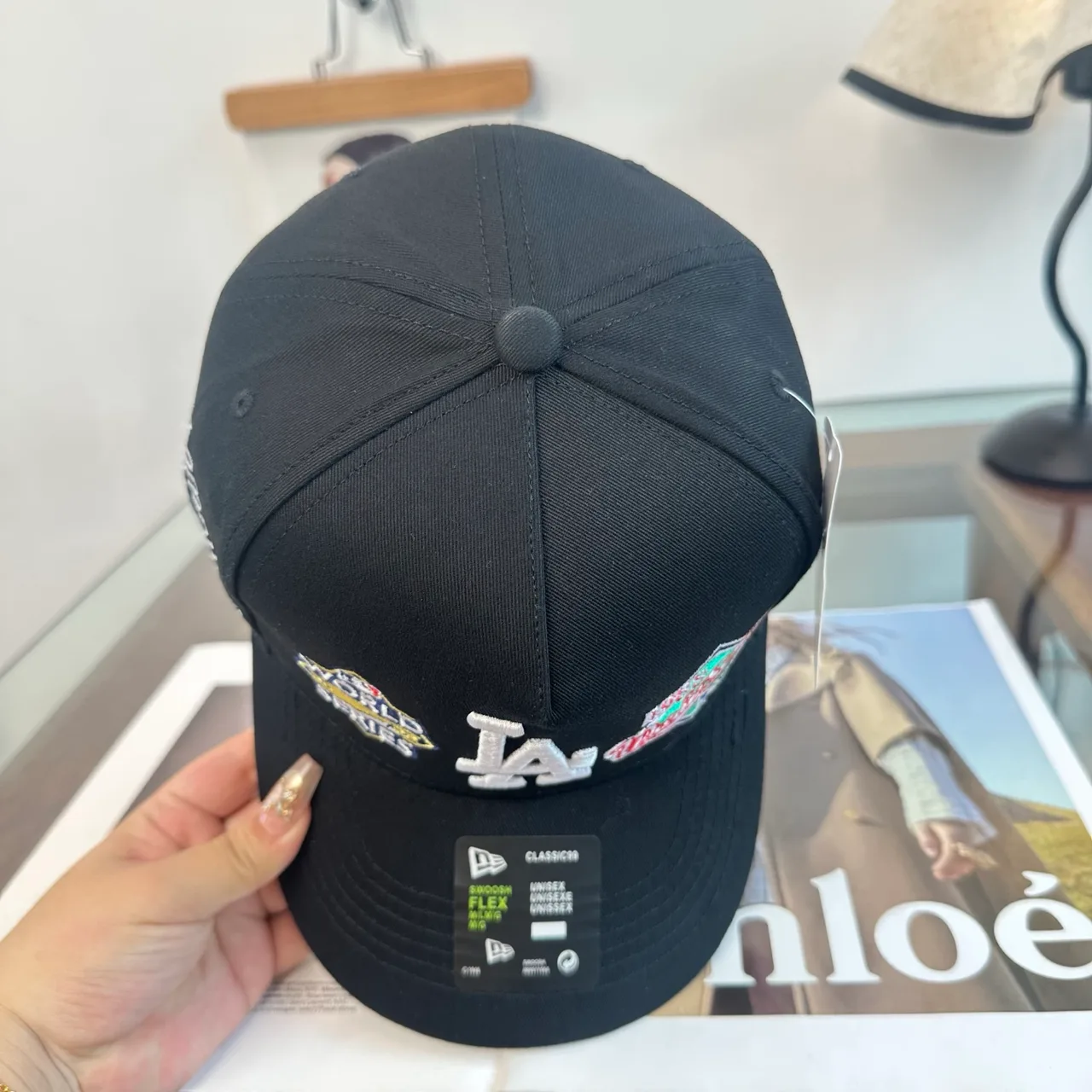 New Era LA Patch Baseball Cap in Black & Beige & Green & Burgundy & White & Purple · view 8