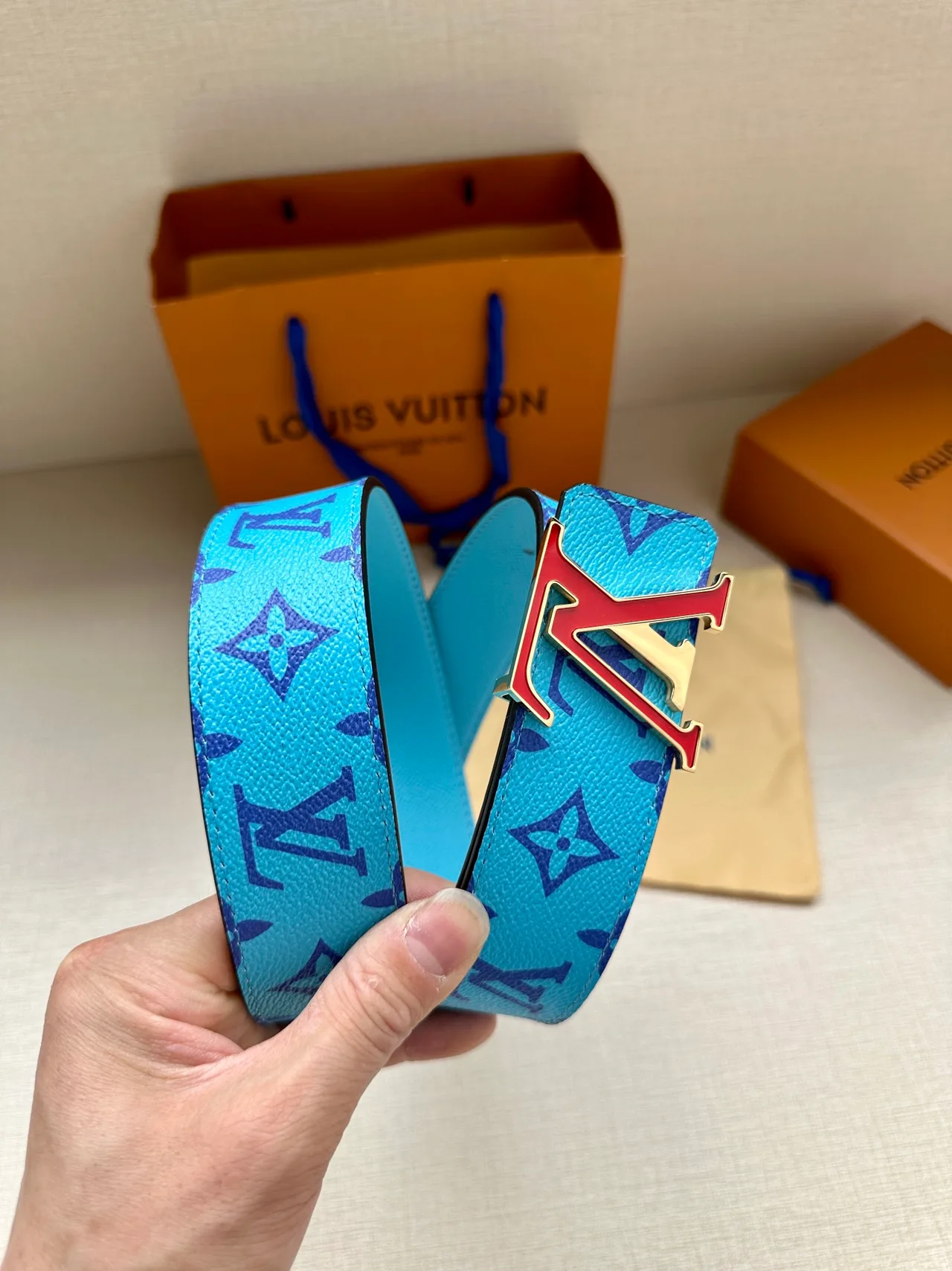Louis Vuitton Canvas Glossy Belt in Blue · view 4