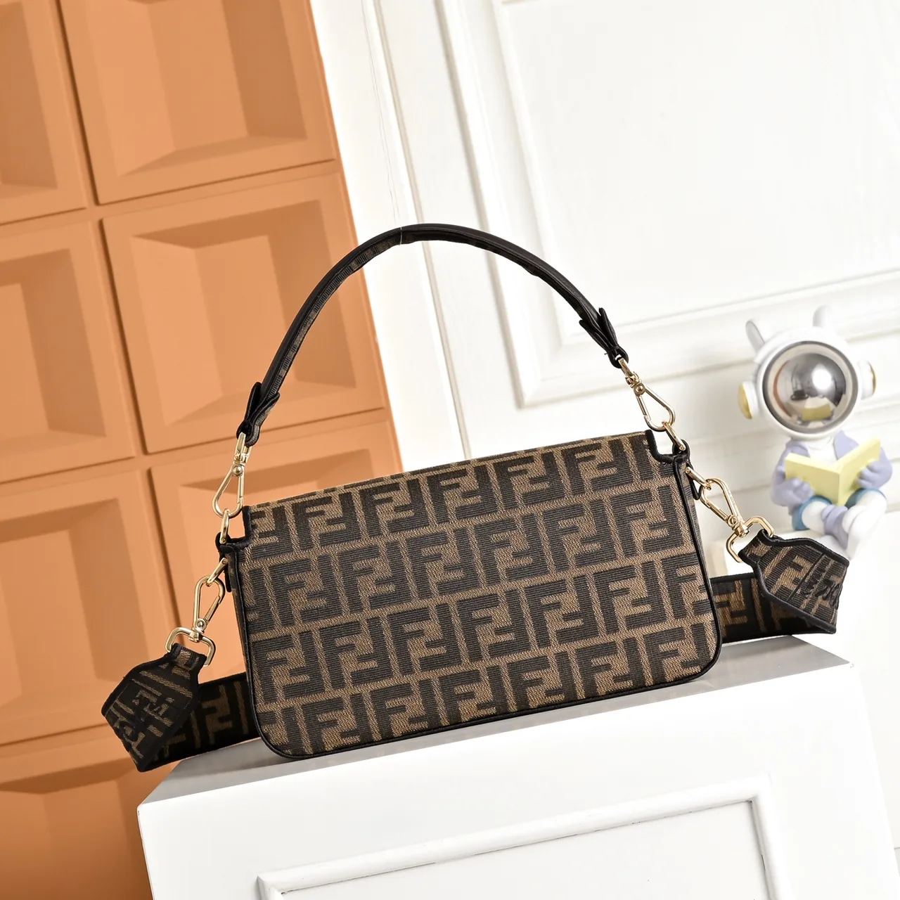 Fendi FF Monogram Baguette Bag in Brown · view 2