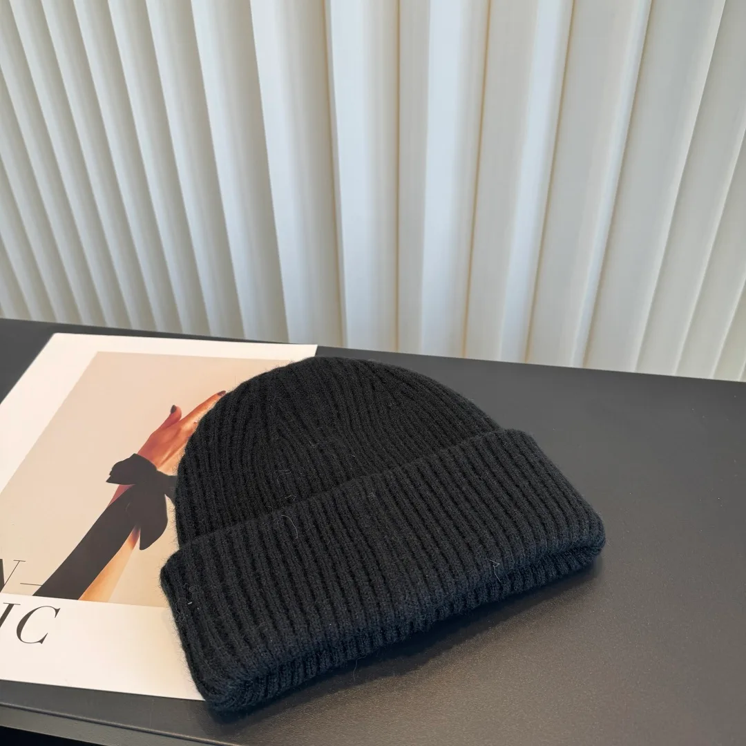 Celine Ribbed Beanie in Black · view 7