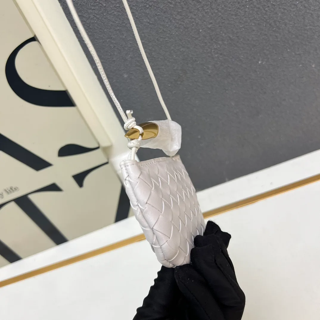 Bottega Veneta Quilted Miniature Sardine Bag Charm in White · view 2
