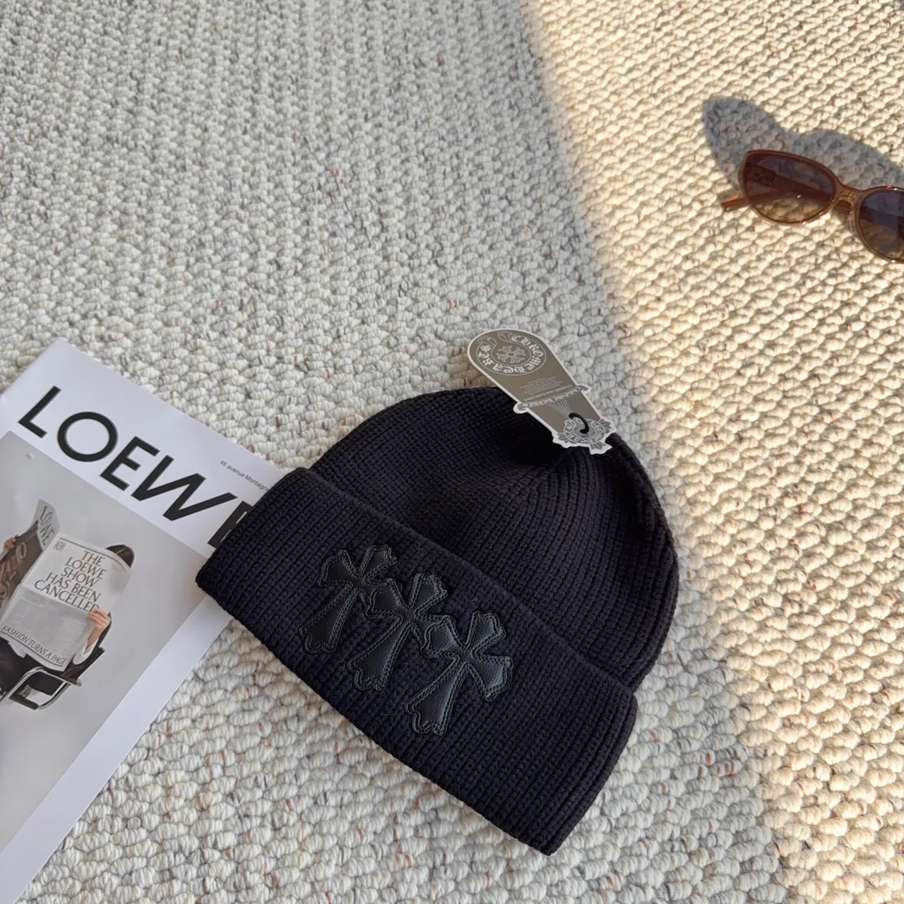 Chrome Hearts Cross-Patch Knit Beanie in Black · view 4