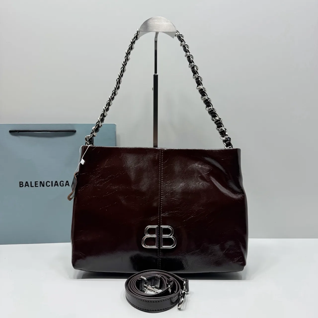 Balenciaga Cowhide Glossy Hobo Bag in Brown · view 1