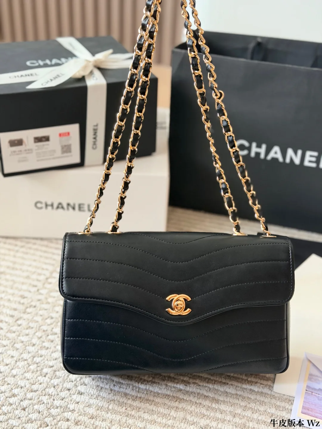 Chanel Cowhide Quilted Crossbody Bag in Black · view 4