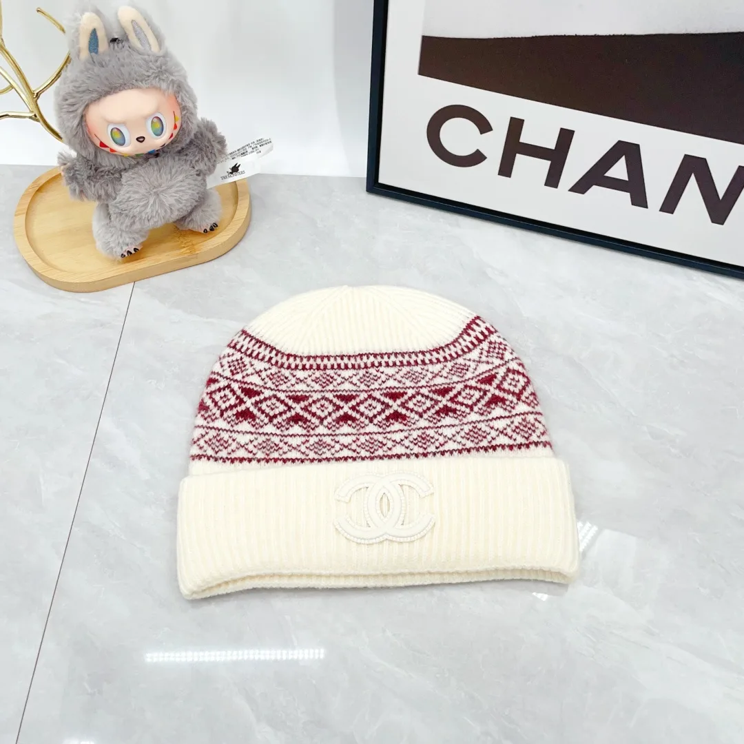 Chanel Wool Hat Scarf and Gloves Set in White · view 5