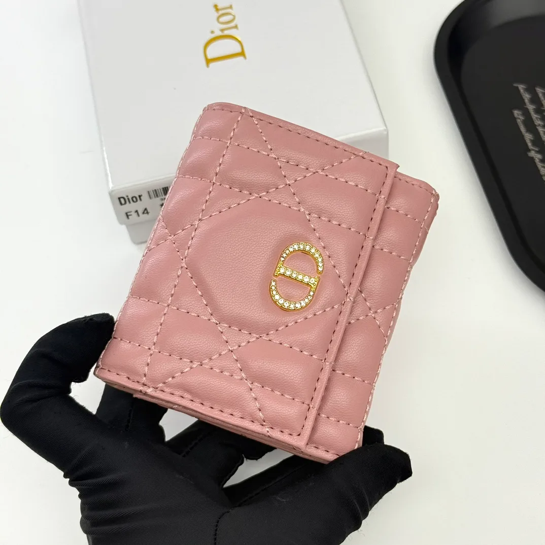 Dior Sheepskin Quilted Wallet in Pink · view 3