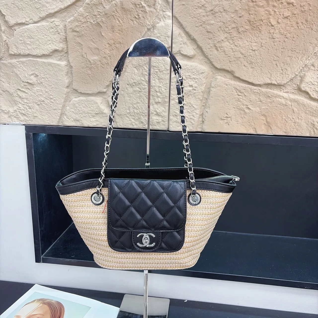 Chanel Woven Chain Tote in Beige · view 1