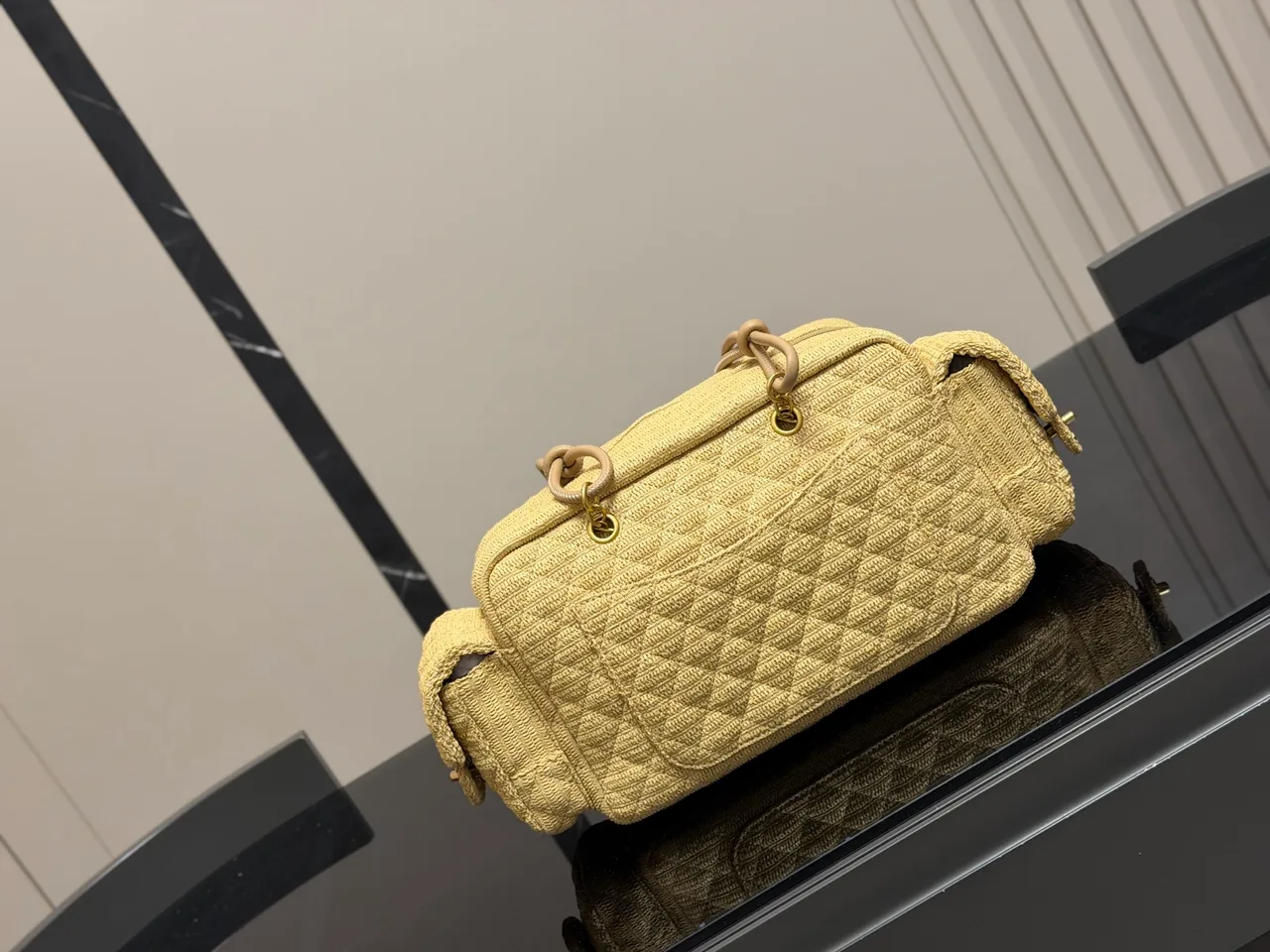 Chanel Denim Shoulder Bag in Yellow · view 4