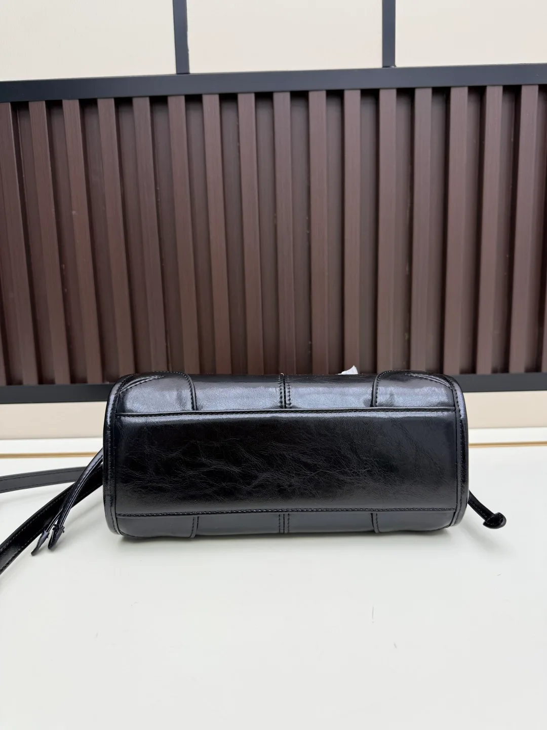 Prada Calfskin Glossy Crossbody Bag in Black · view 5