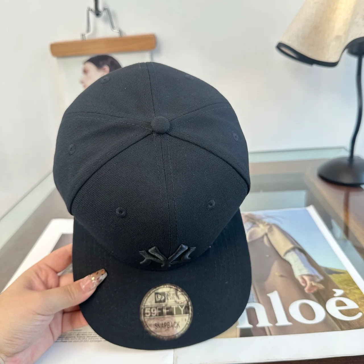 New Era Embroidered Baseball Cap in Black · view 5