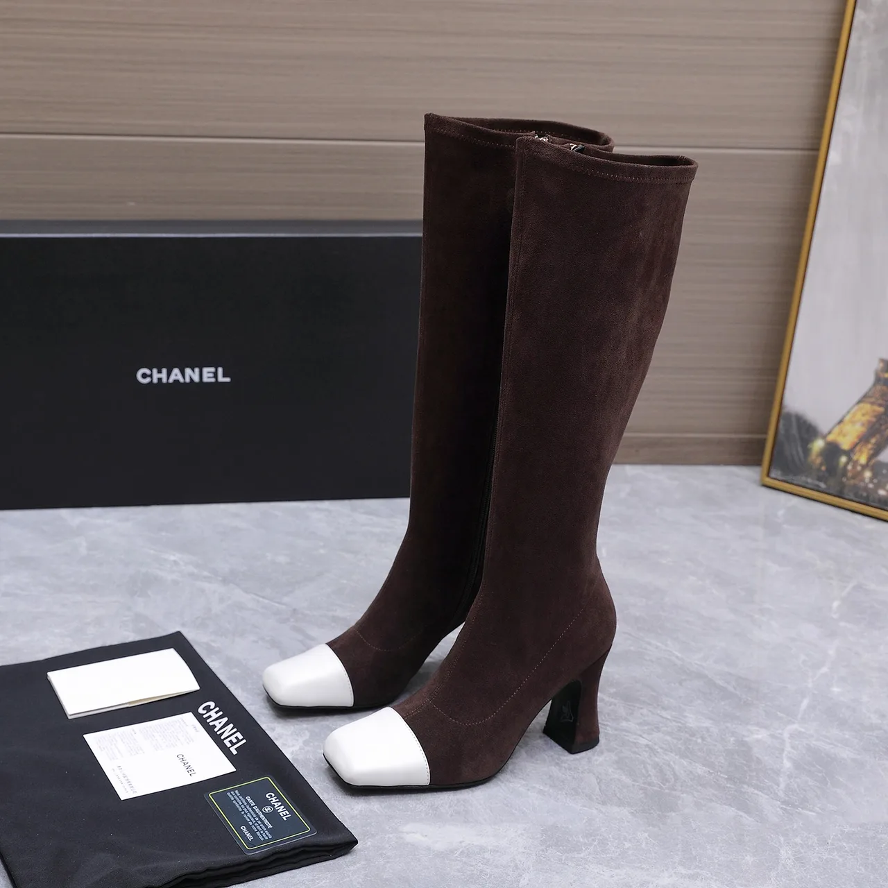 Chanel Cowhide Boots in Brown · view 3