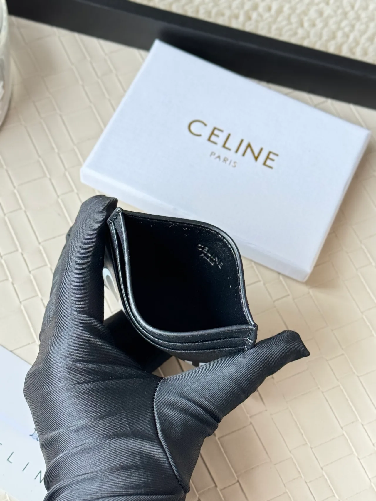 Celine Smooth Cardholder in Black · view 5