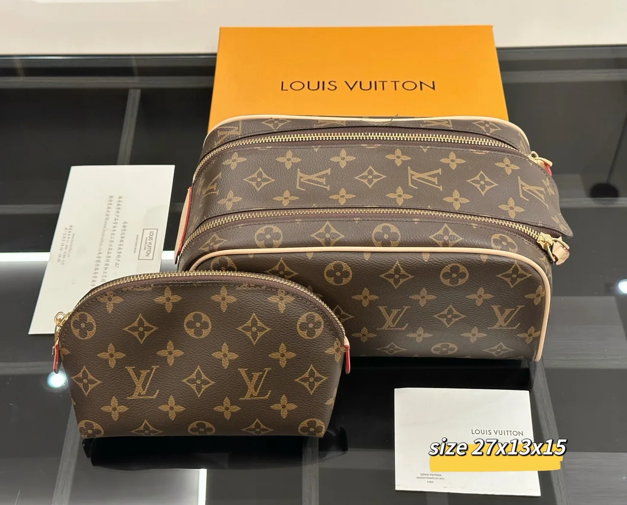 Louis Vuitton Double-Zip Bag in Brown & Grey & White · view 2