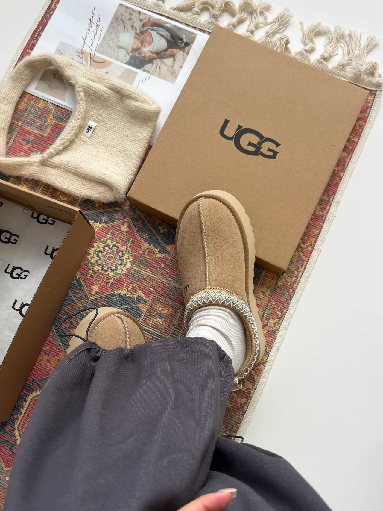 UGG Round-Toe Platform Mules in Beige · view 6