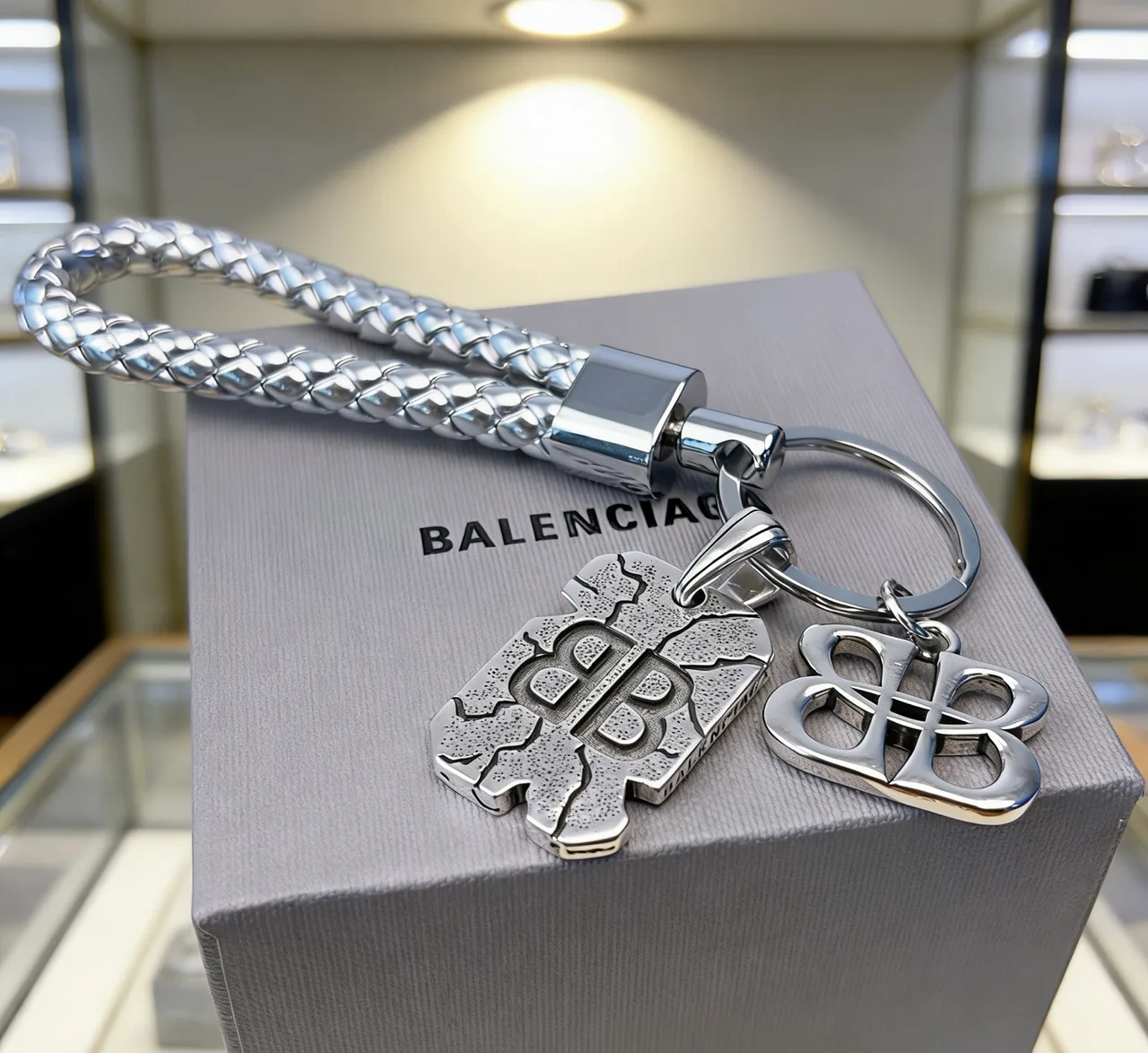 Balenciaga Braided strap key charm in Silver & Gold · view 8