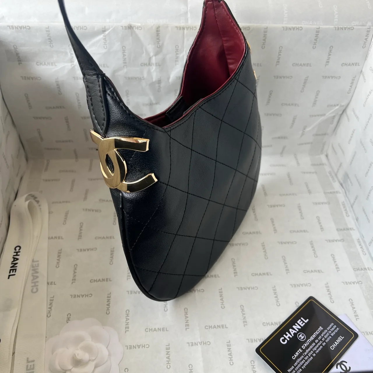 Chanel Quilted Hobo Bag in Black · view 3