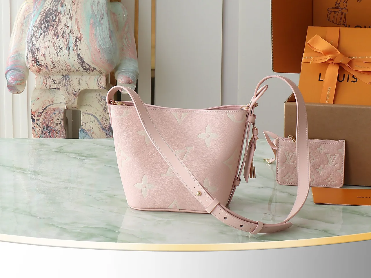 Louis Vuitton Canvas Bucket Bag with Pouch in Pink · view 3