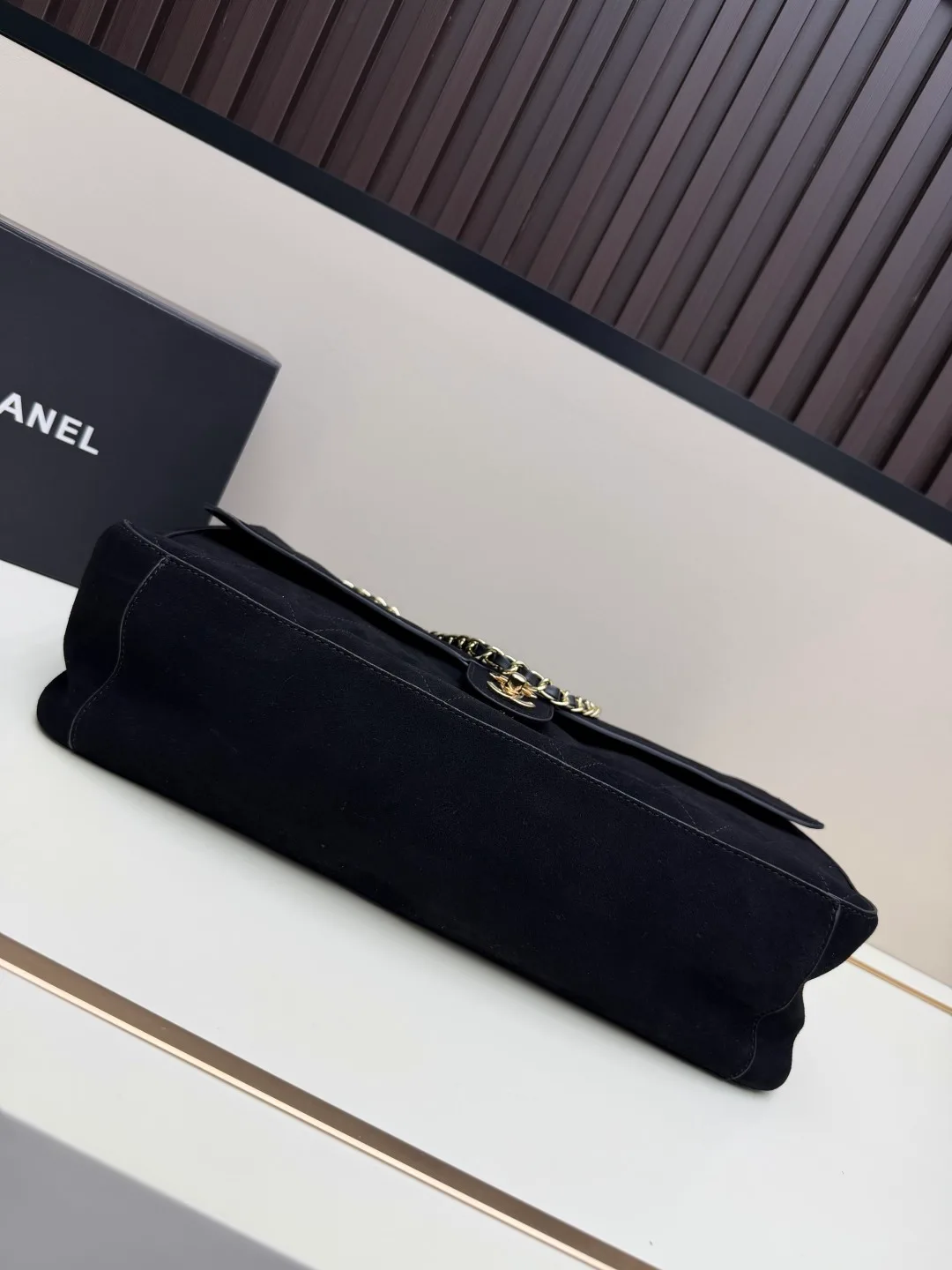 Chanel Suede Quilted Crossbody Bag in Black · view 5