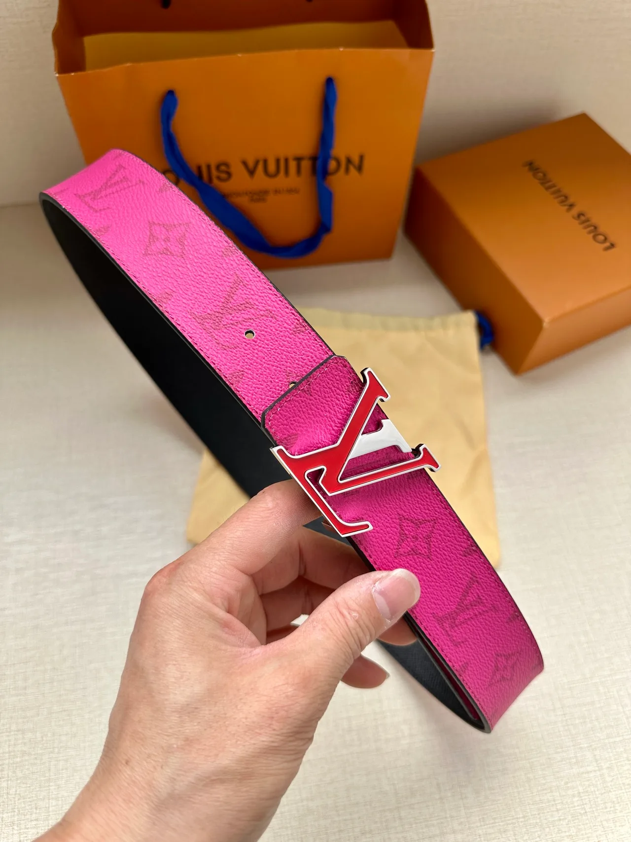 Louis Vuitton Canvas Belt in Pink · view 2