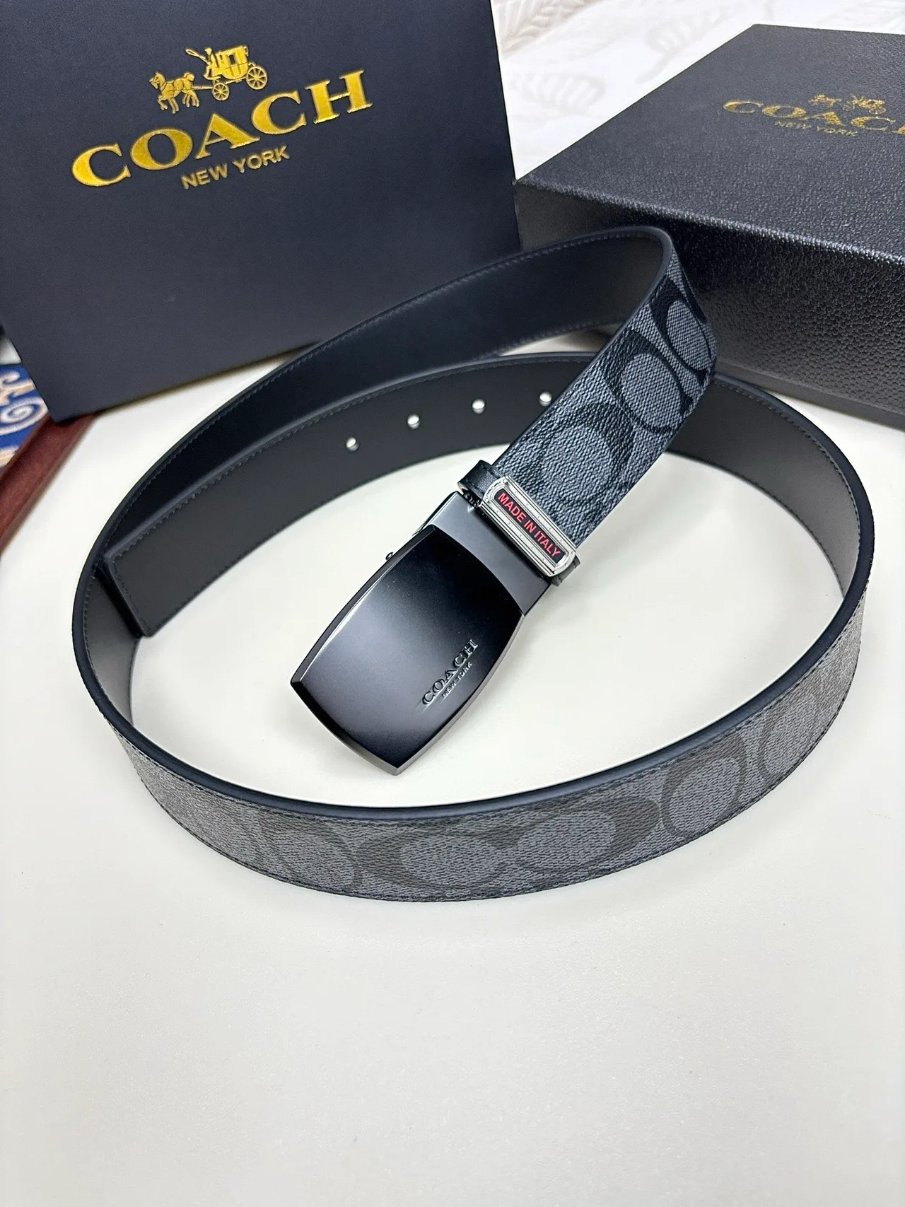 Coach Glossy Belt in Grey · view 3