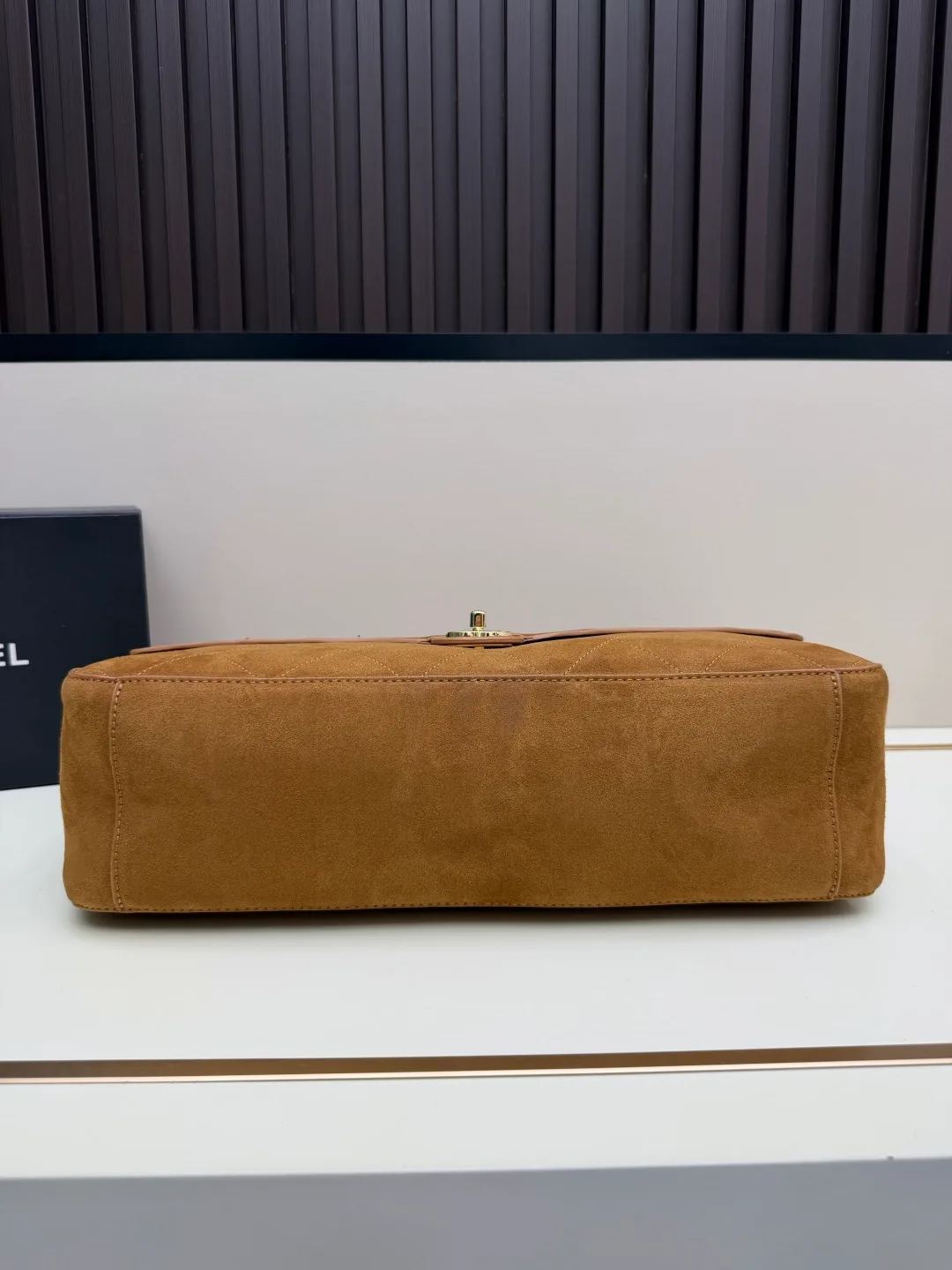 Chanel Suede Quilted Crossbody Bag in Tan · view 5