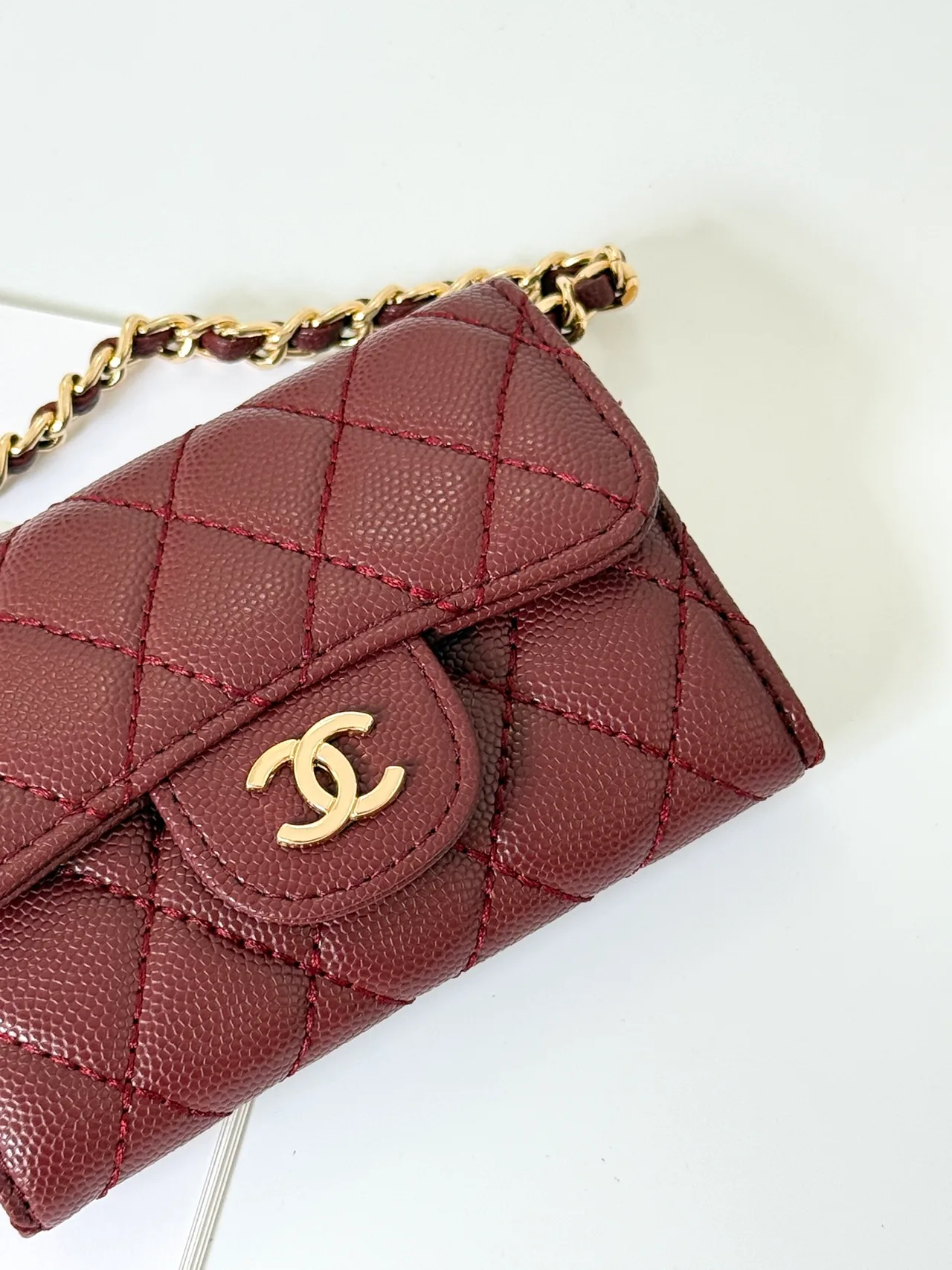 Chanel Quilted Wallet in Burgundy · view 5