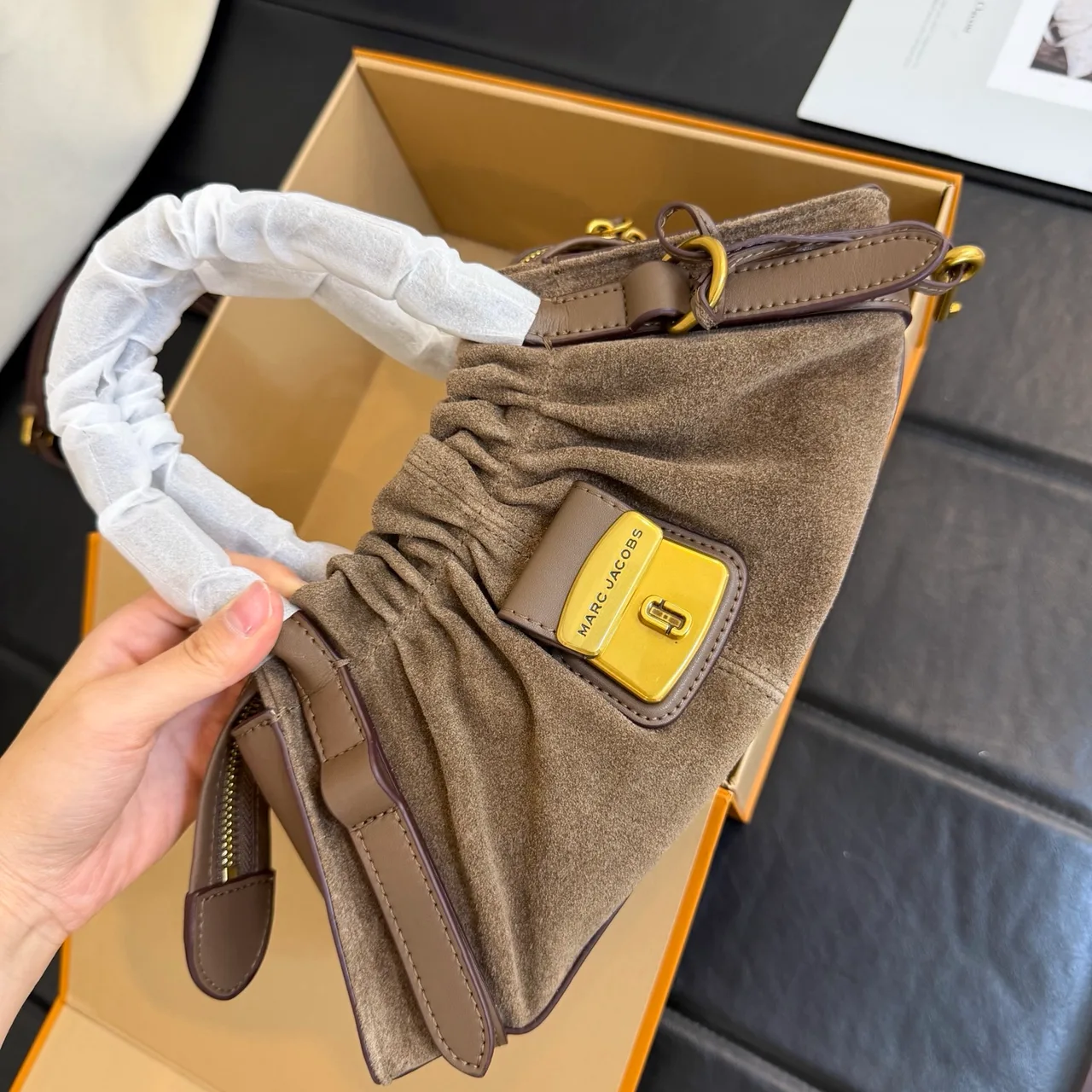 Marc Jacobs Cowhide Top-Handle Bag in Beige · view 5