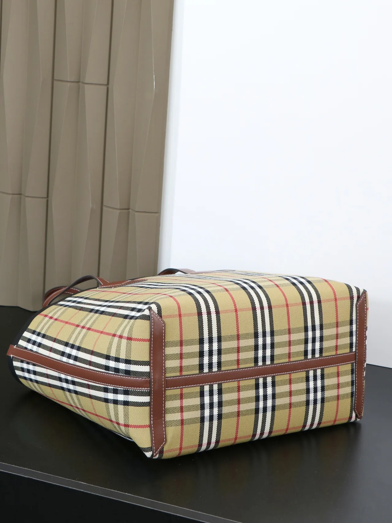 Burberry Reversible Check Cotton Canvas Tote in Beige · view 4