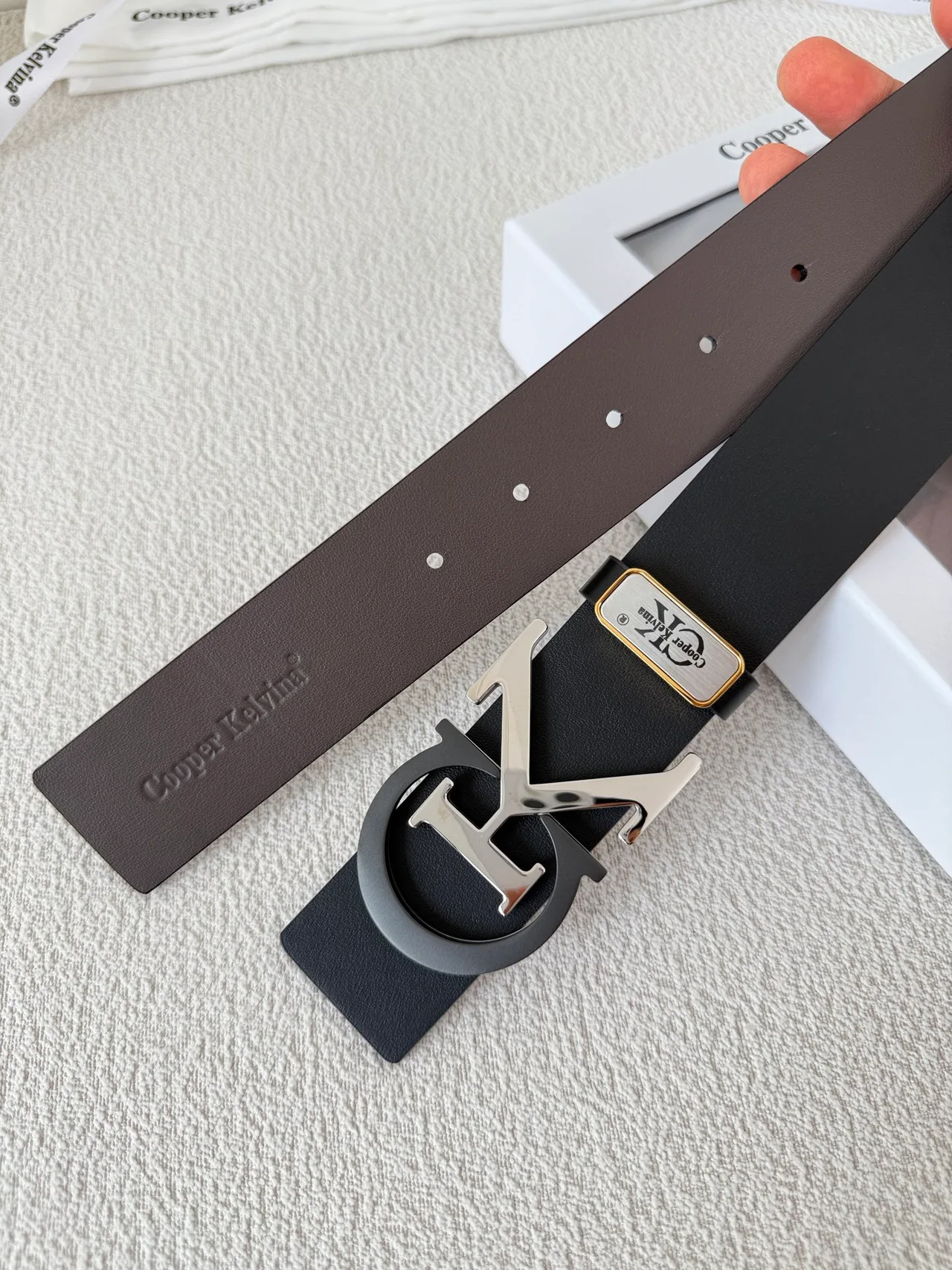 Cooper Kelvina CK Letter Buckle Belt in Black · view 7