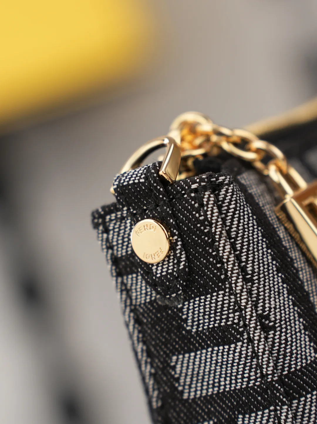 Fendi Baguette Denim Clutch in Black · view 6