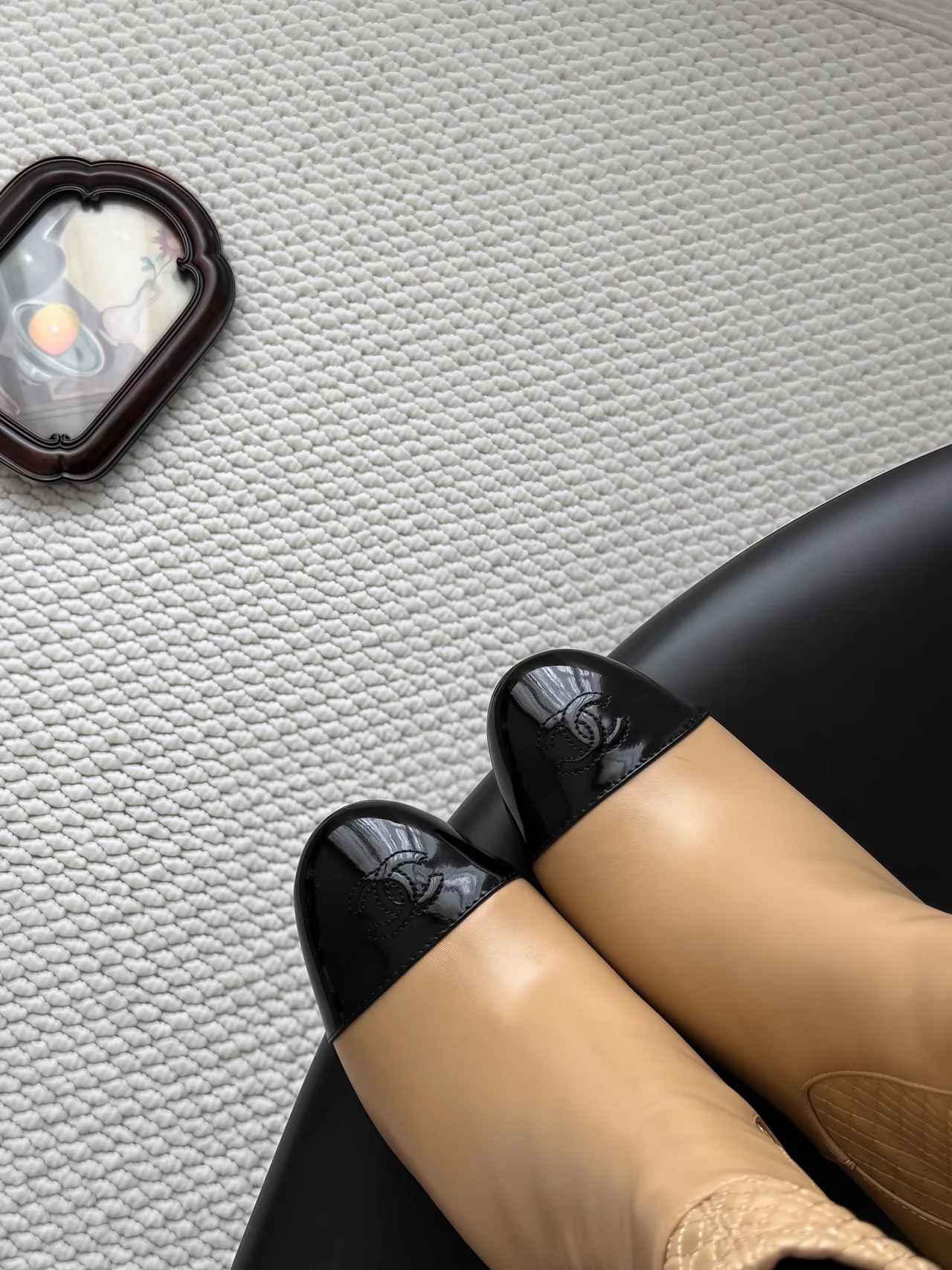 Chanel Cowhide Boots in Beige · view 7