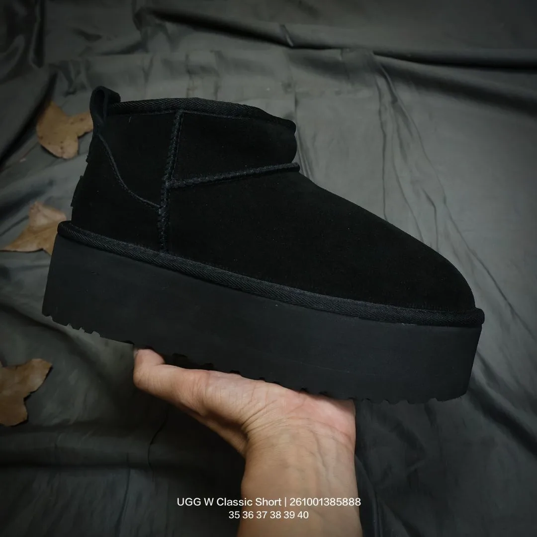 UGG Wool Ribbed Suede-Look Ankle Boots in Black · view 2
