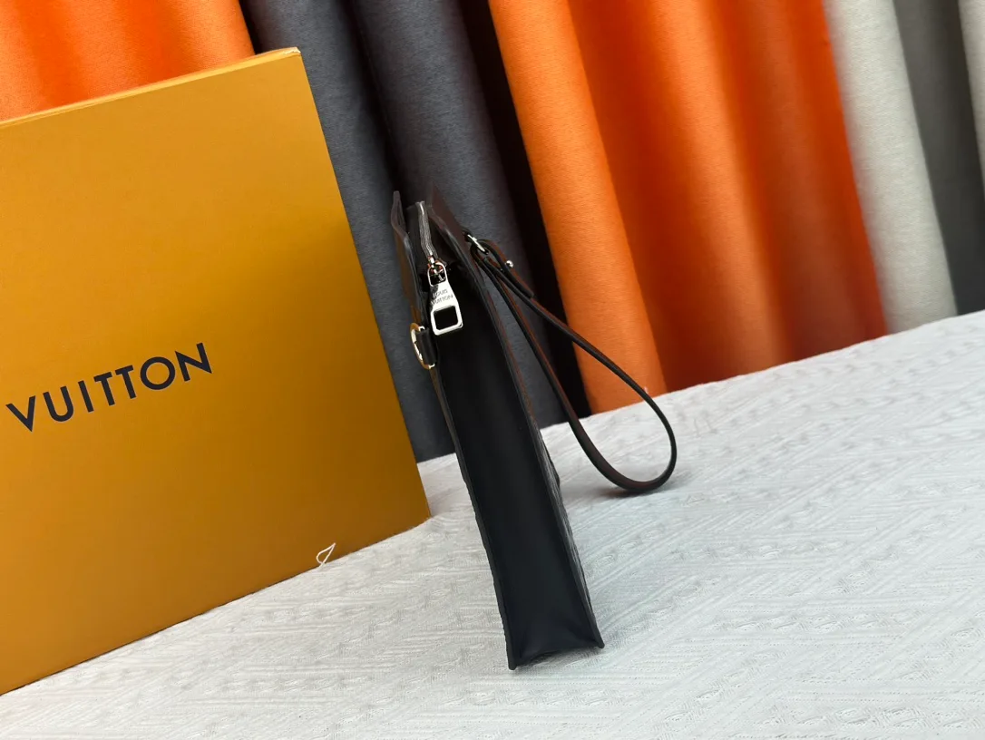 Louis Vuitton Canvas Woven Clutch in Black · view 3