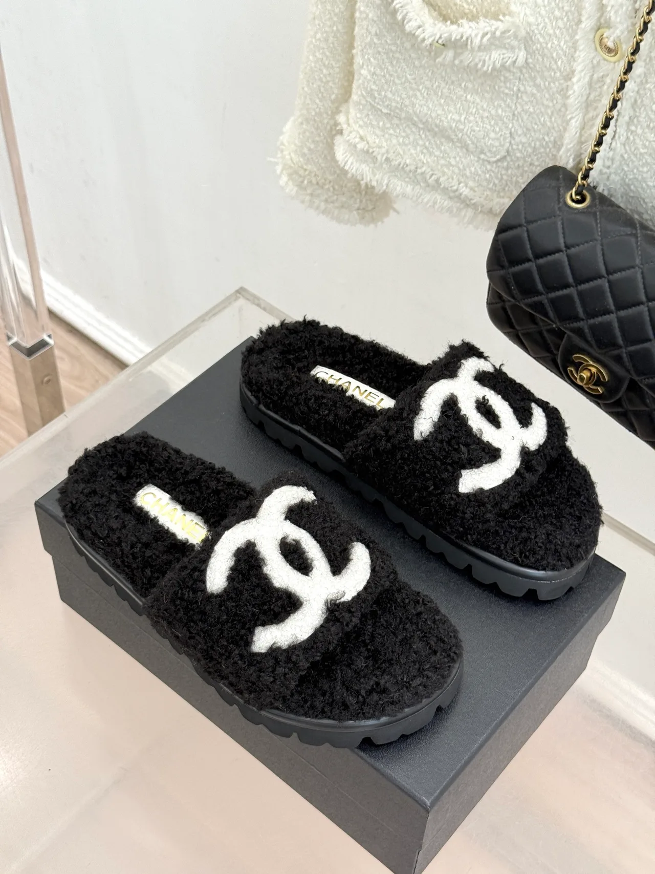 Chanel Denim Slippers in Black · view 3