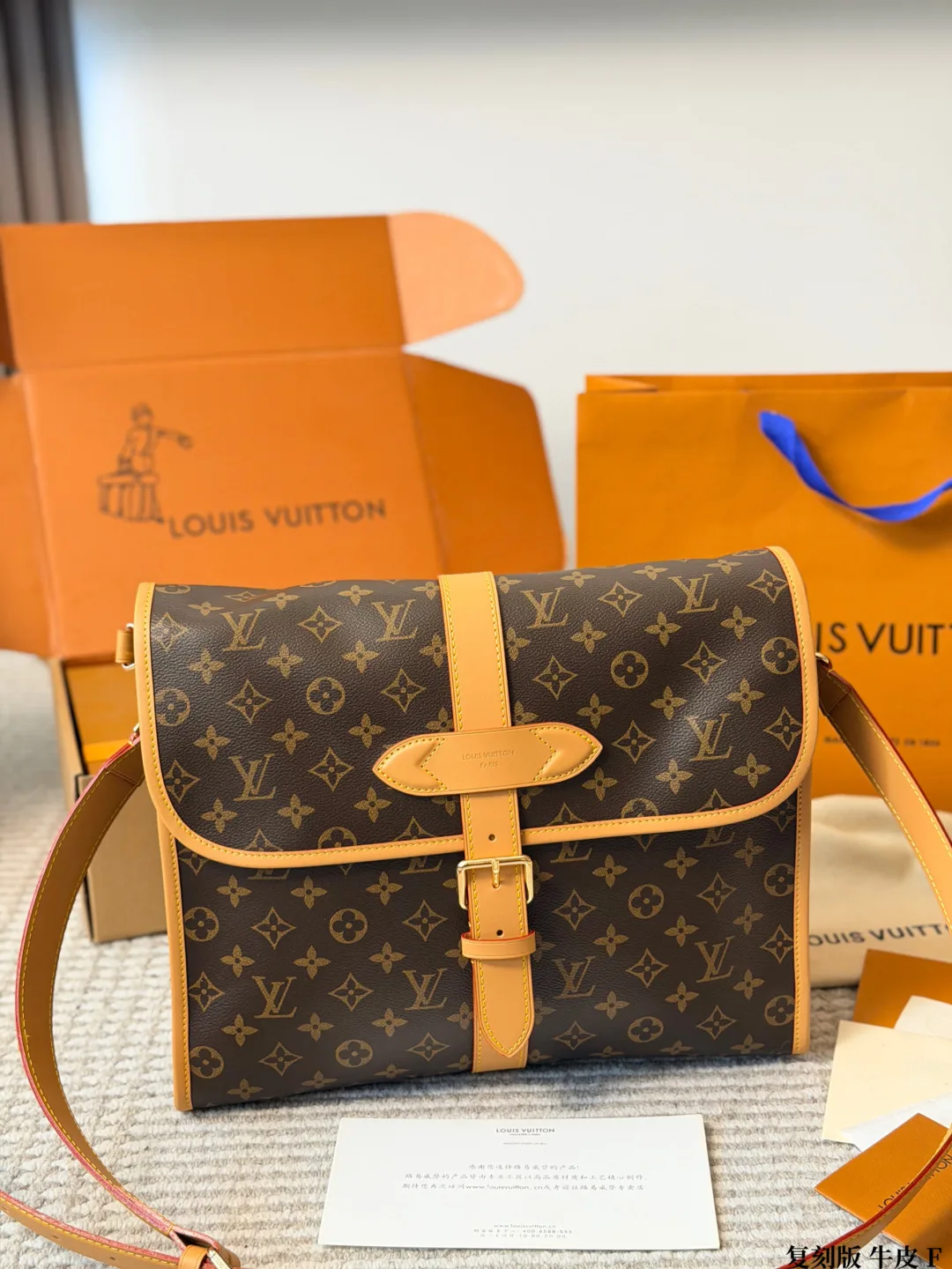 Louis Vuitton Cowhide Canvas Crossbody Bag in Brown · view 4