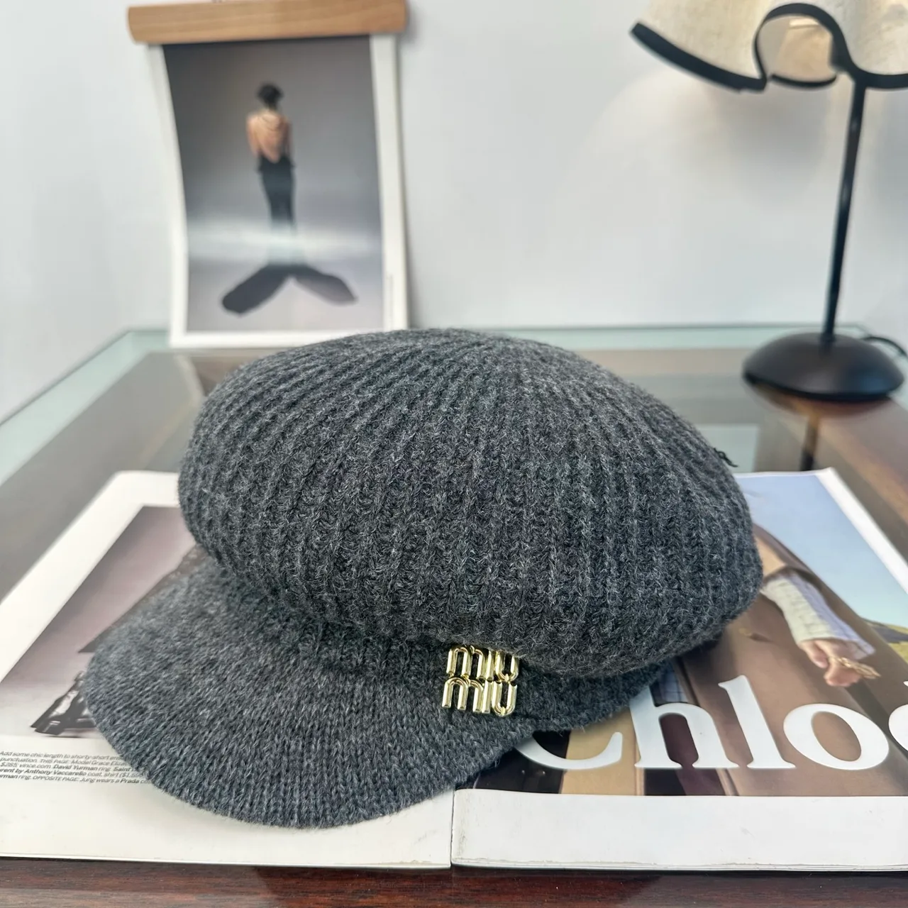 Miu Miu Newsboy Cap in Grey · view 2