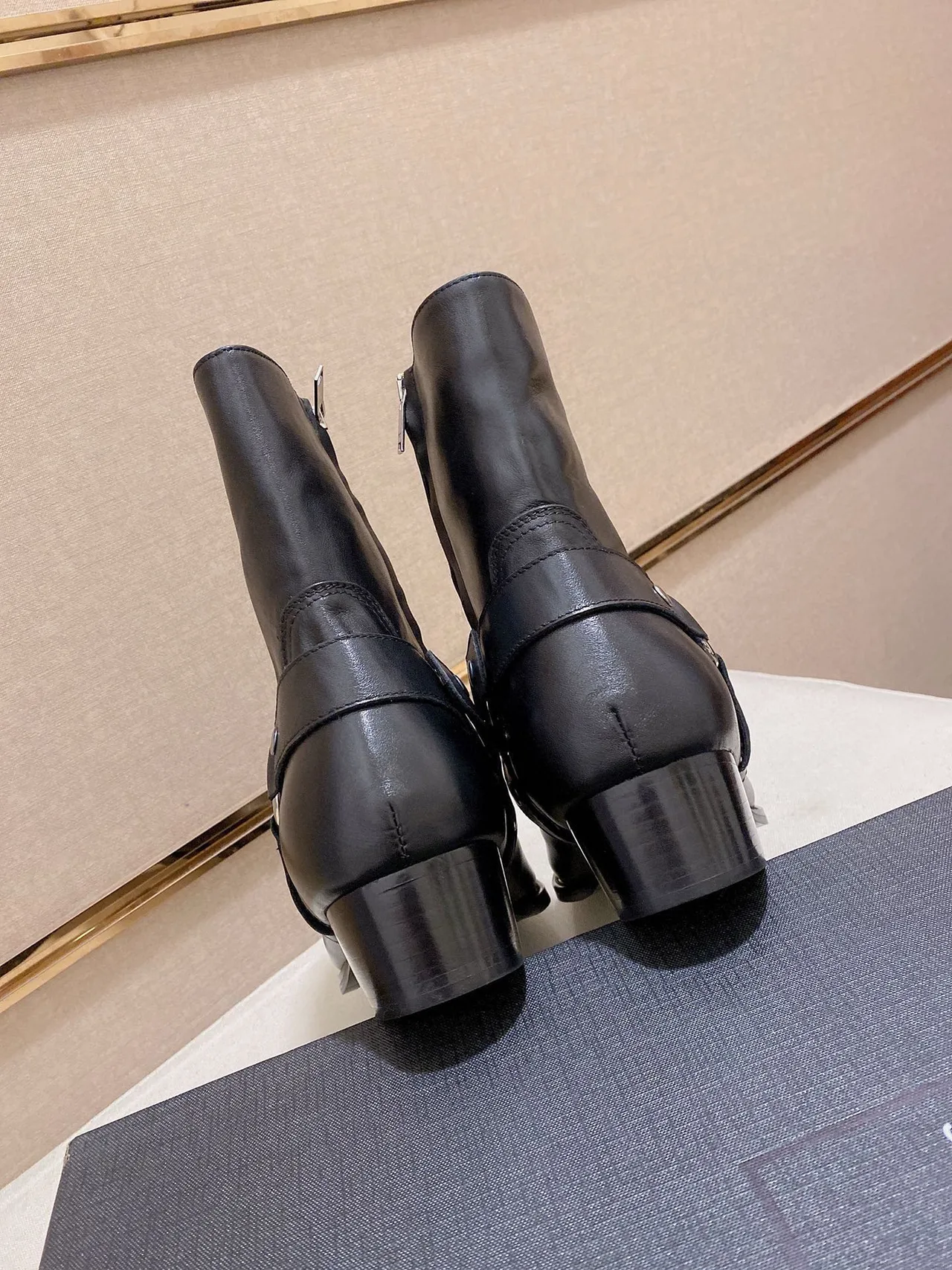 Saint Laurent Cowhide Glossy Pointed-Toe Boots in Black · view 7